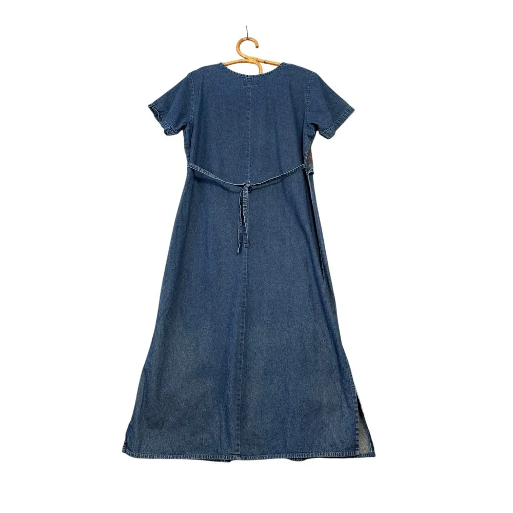 Vintage | Che Bella | Denim Floral Layered Maxi Dress Blue Medium Wash Size L - Picture 7 of 16